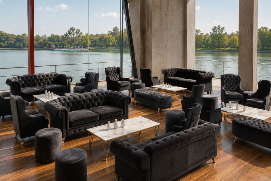 Renta de salas lounge negras para eventos en CDMX